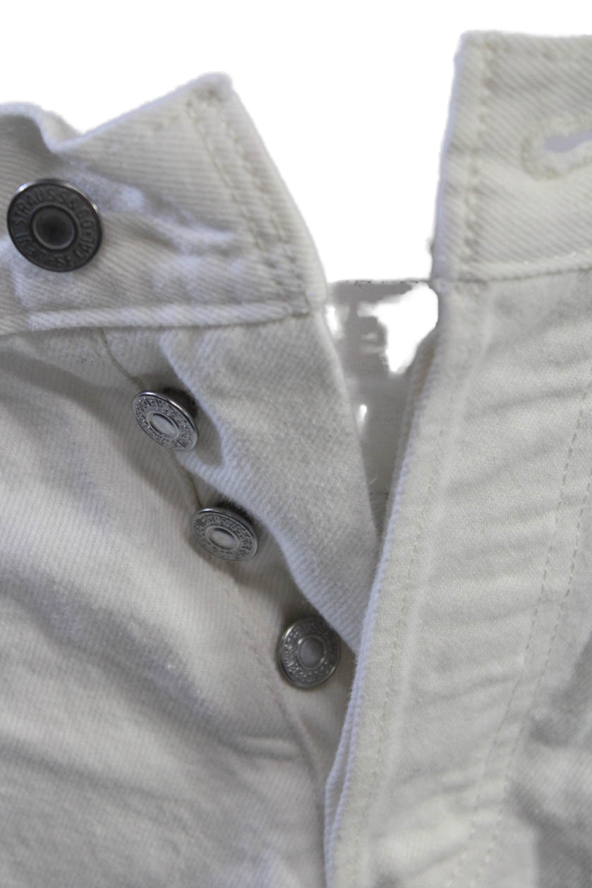 Levis Unisex White Cotton Solid Button Shorts Siz… - image 4