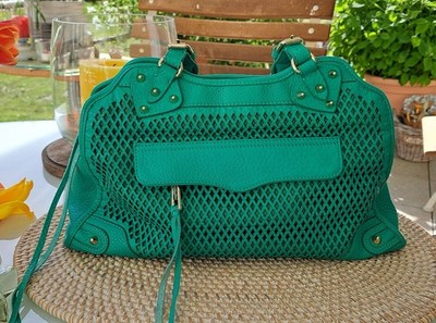 Aufwendig gearbeitete Damen Ledertasche von Rebecca Minkoff in Grün