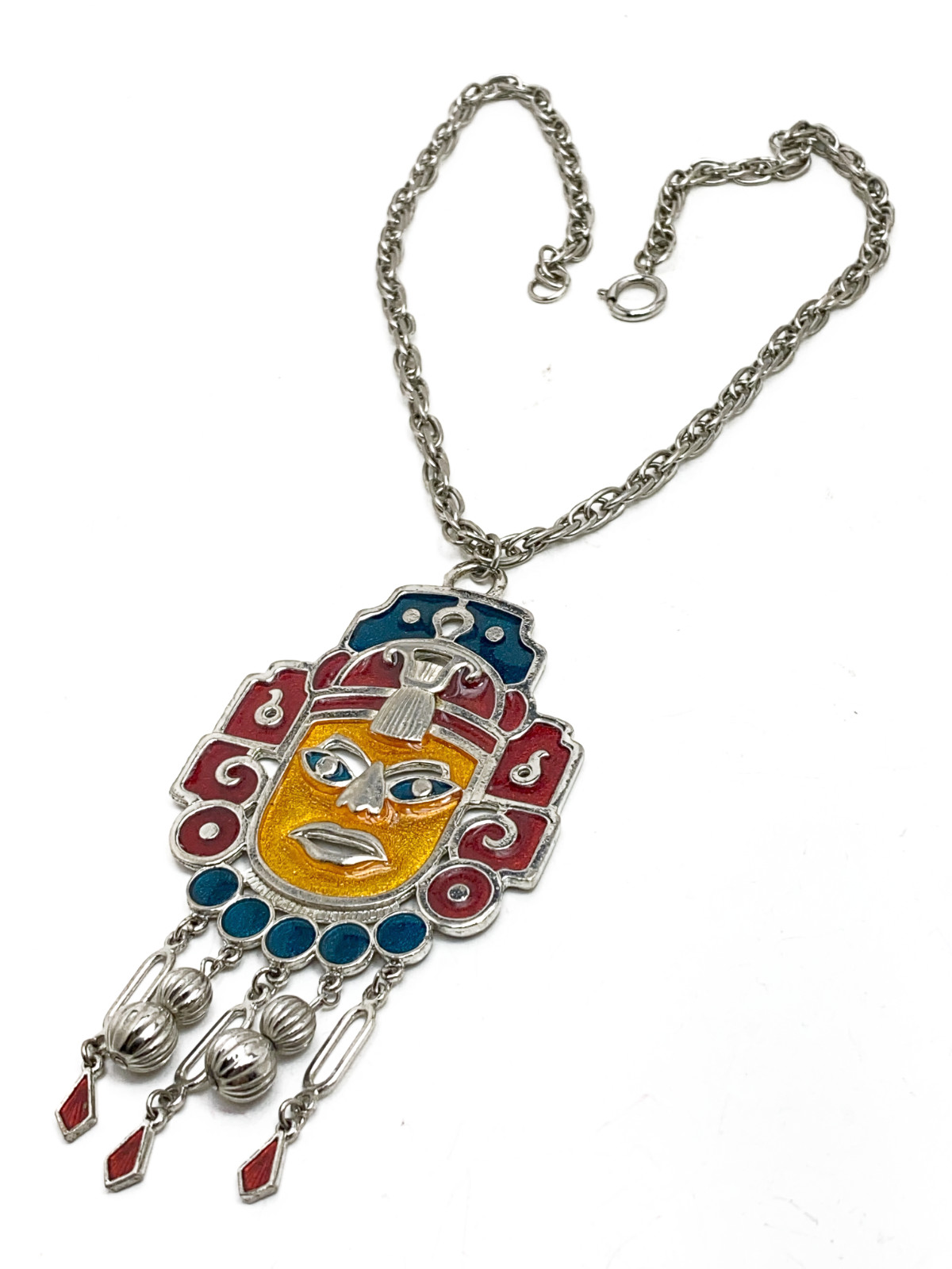 Vintage Necklace Mayan Aztec Warrior CAPRI Large … - image 4