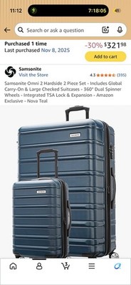 Brand new Samsonite Omni 2 hard sided Carry/Lrg with tags attached in Nova Teal.