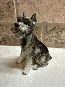 Vintage Sitting Schnauzer Dog Figurine - Japan - #A720 - Glossy - 4” tall
