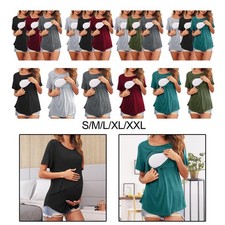 Women's Maternity Shirts Soft Double Layer for Home New Mom Outdoor Activity