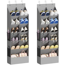 Over the Door Shoe Organizers, 2 Pack Hanging Shoe Rack with 11 Pockets