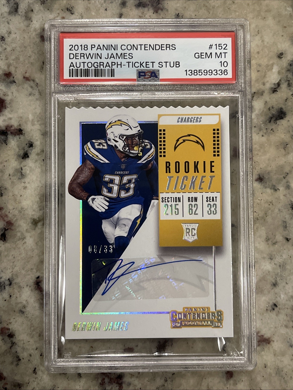 Derwin James Panini Contenders #152 Autograph-Ticket Stub
