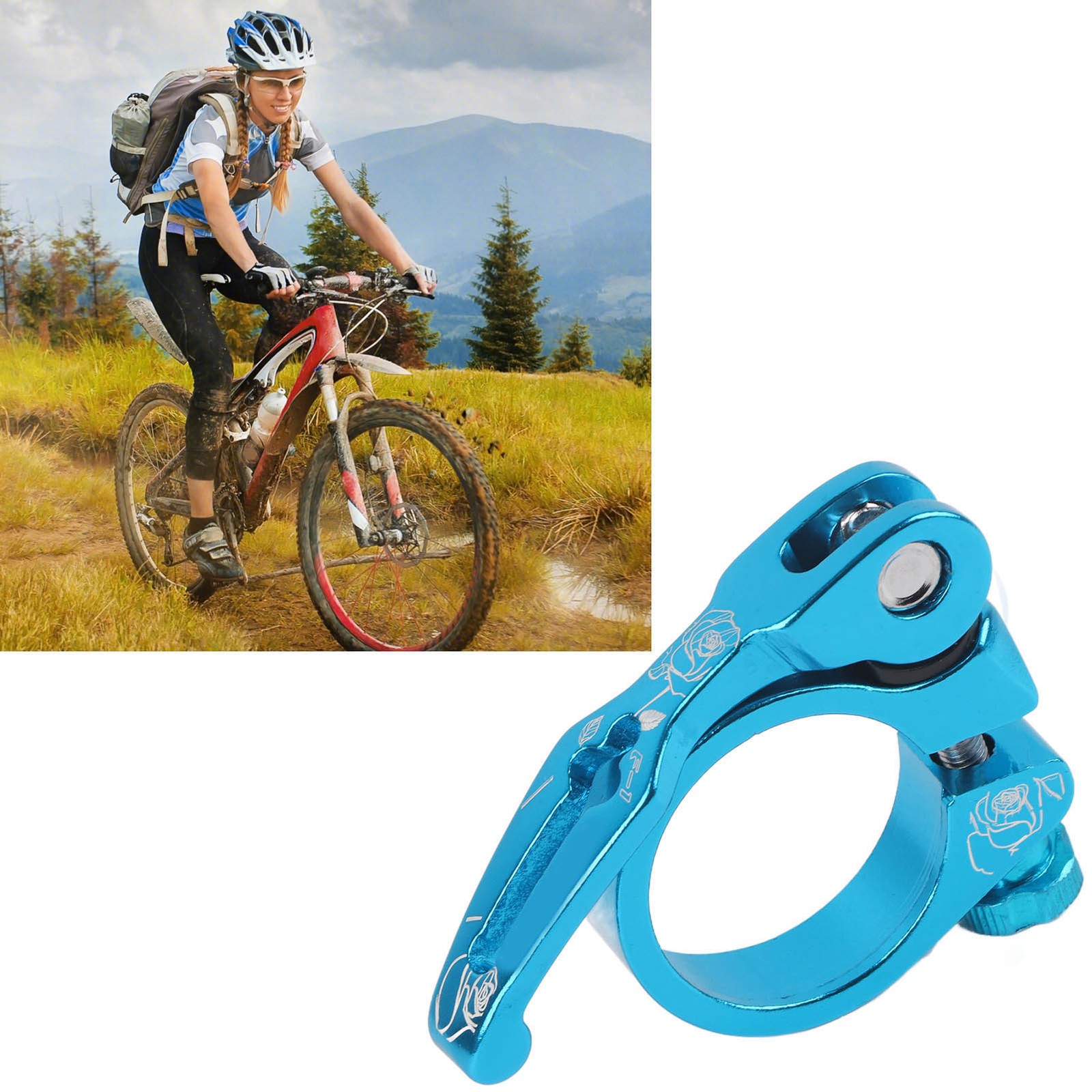 VIARON Bicycle Quick Release Seatpost Clamp Aluminum Alloy 34.9MM Seat Clamp For