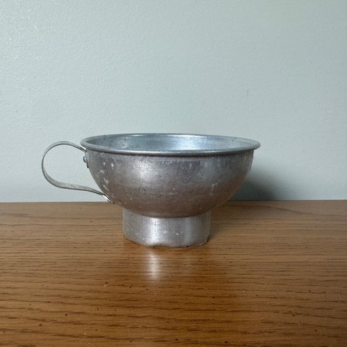 Vintage Aluminum Wide Mouth Canning Funnel with Side Handle Silver Tone