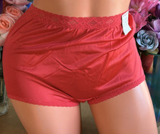 WOOLWORTHS Large Silky SATIN Red All Nylon Full Brief Granny Panties NWT VINTAGE