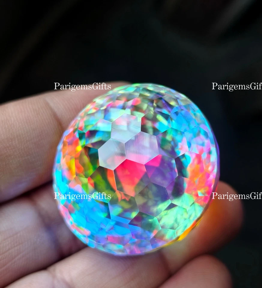 210 Ct Rainbow Mystic Quartz Round Cut Healing Crystal Loose Gemstone - Image 3 of 4