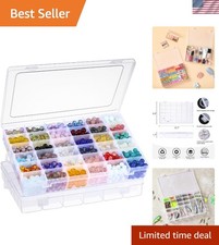 2 Pack 36 Grids Clear Plastic Organizer Box w/ Adjustable Dividers for Craft ...