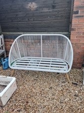 Kare Design Acapulco  Grey Metal With Wooden Legs And Rattan Weave Garden Bench