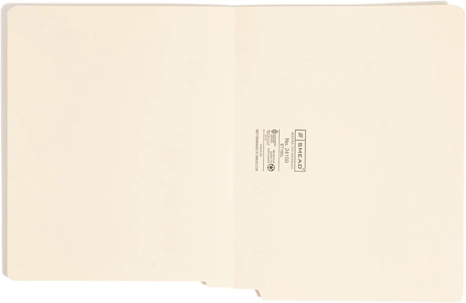 End Tab File Folder, Straight-Cut Tab, Letter Size, Manila, 100 per Box - Image 2 of 4