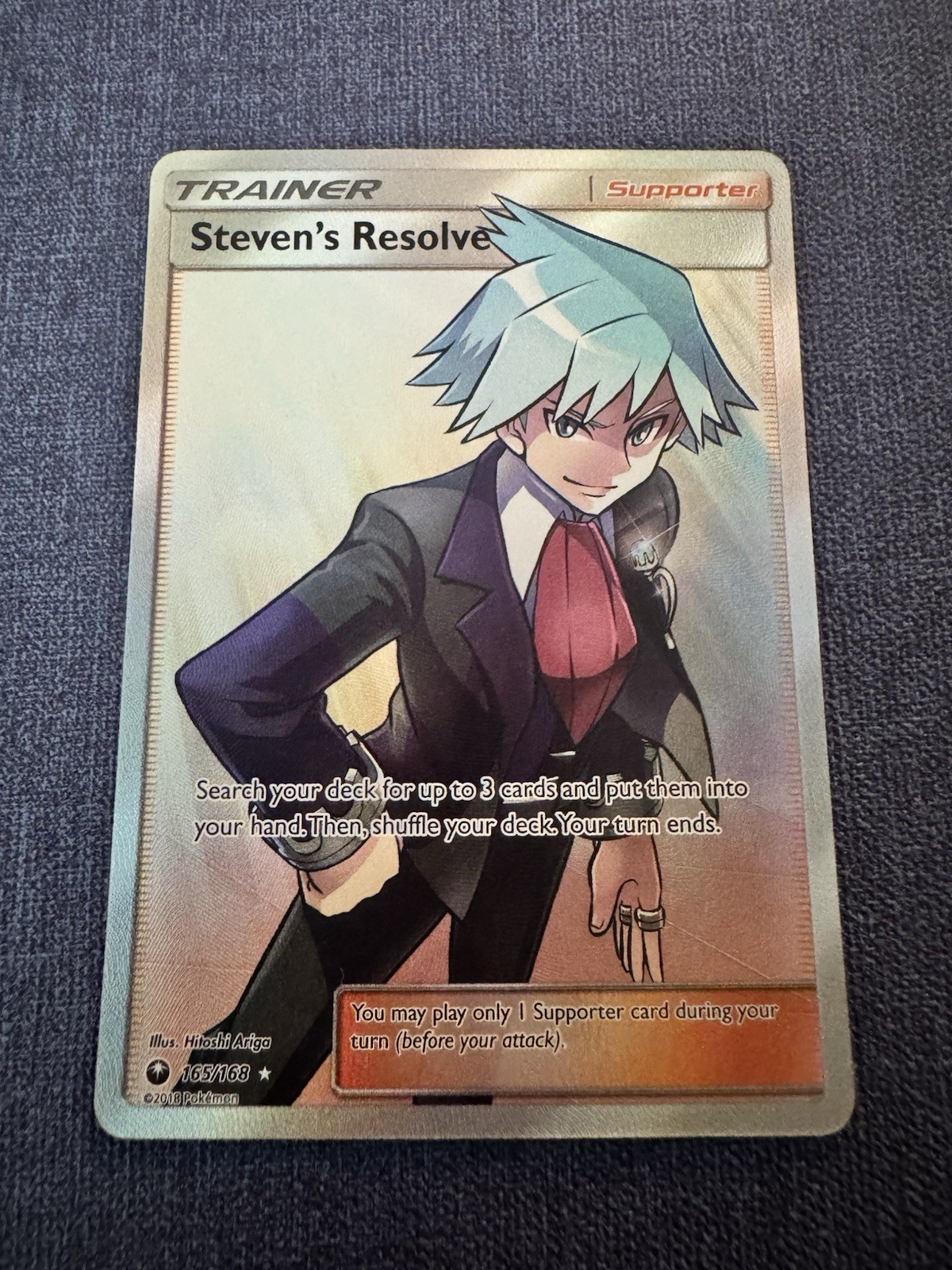 Steven’s Resolve 165/168 NEAR MINT Pokemon TCG Celestial Storm Full Art Holo