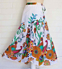 NWT Sacred Threads OS M L Colorful Exotic Golden Garden Cotton Full Wrap Skirt