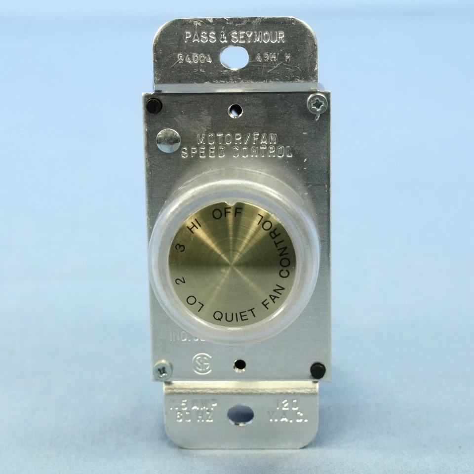 Ventilador de techo Pass & Seymour 4 velocidades control de velocidad giratorio De-Hummer 1.5A 94004-CLV Foto 3 de 4