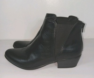 Esprit Triumphant Booties Women 8.5M Black Faux Leather Back Zip Ankle Chelsea 