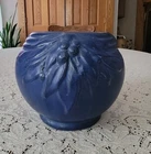 Antique McCoy Berries & Leaves Matte Cobalt Blue Vase Planter Jardiniere