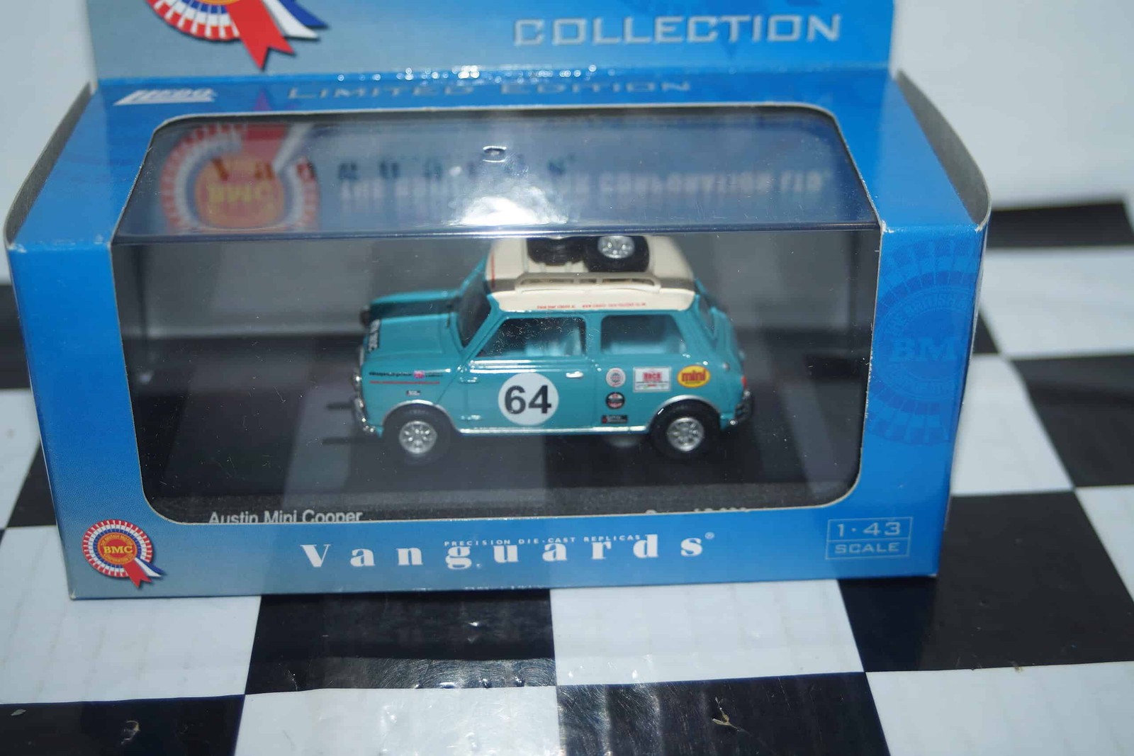 Vanguards Austin Mini Cooper Rally Surf Blue VA02514 1:43 Scale