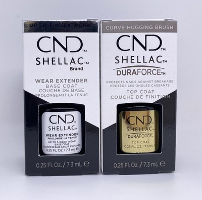 Set - 2 - CND Shellac Wear Extend Base Coat +  Duraforce Top Coat 0.25 oz Each