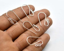 20 Pcs 24X14mm Earring Finding Sterling Silver Plated Ear Wire Components