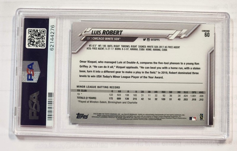 2020 Topps Chrome Luis Robert Rookie 60 PSA 10
