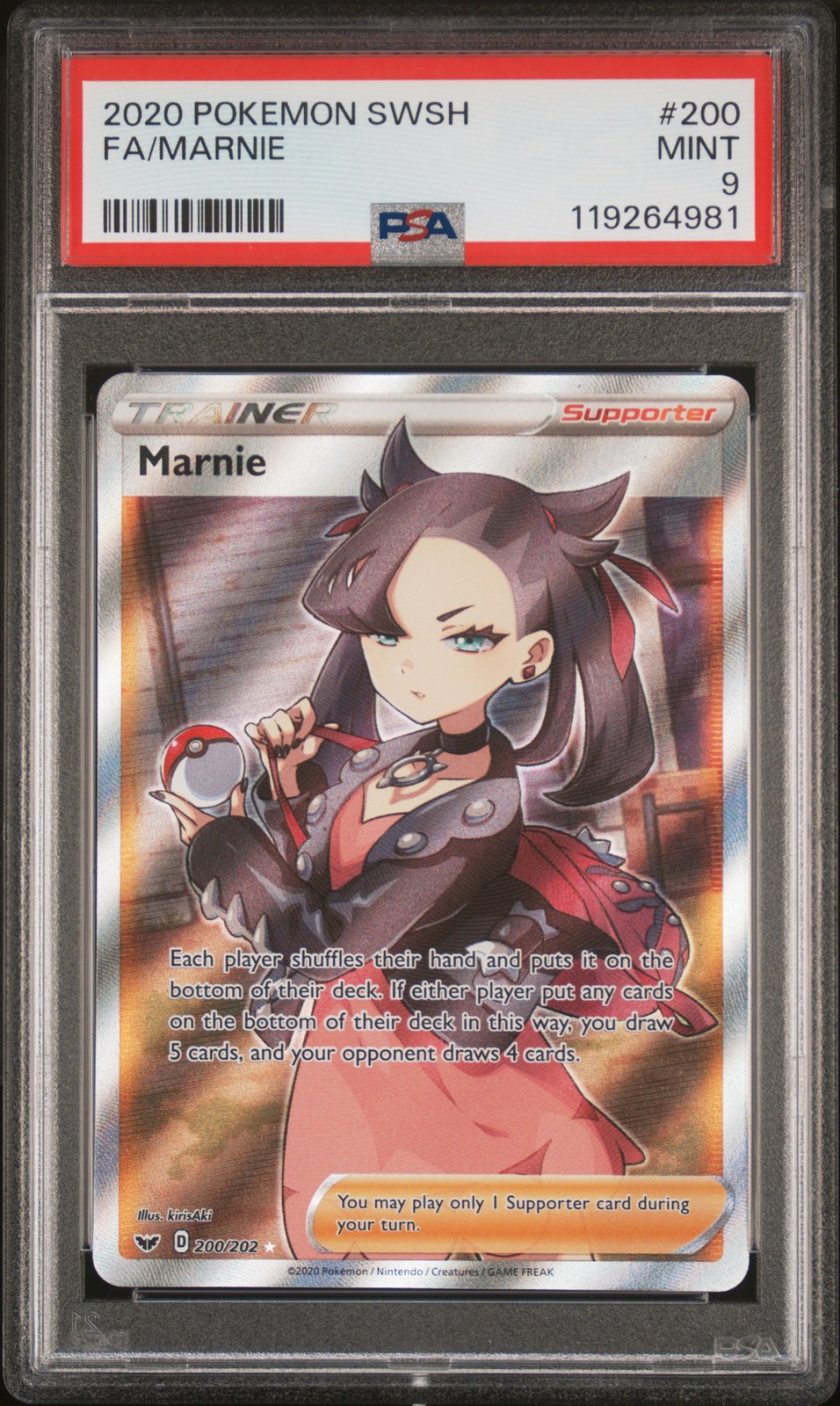 2020 POKEMON SWORD & SHIELD #200 FULL ART/MARNIE PSA 9