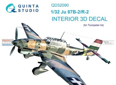 QTSQD32090 1:32 Quinta Studio Interior 3D Decal - Ju87B-2/R-2 Stuka (TRP kit)