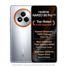 realme NARZO 80 Pro 5G (Speed Silver, 8GB+128GB) Dimensity 7400 Chipset