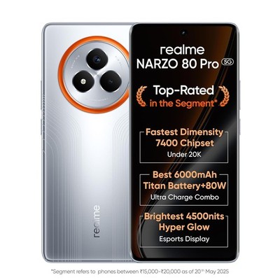 realme NARZO 80 Pro 5G (Speed Silver, 8GB+128GB) Dimensity 7400 Chipset