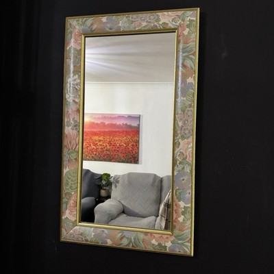 73 cm Art Deco Wandspiegel, Retro Vintage Wandspiegel mit Holzrahmen handbemalt