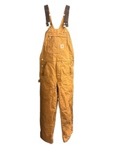 Carhartt R01 BRN Mens Duck Bib Overalls Double Knee Brown Made in USA 32x32