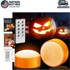 Safe 2-Pack LED Pumpkin Decor Lights with Remote Control Perfect for Halloween
