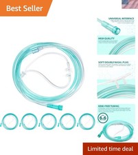 5 Pack High-Flow Ultra Soft Nasal Oxygen Cannula, Green Crush Resistant Tubin...