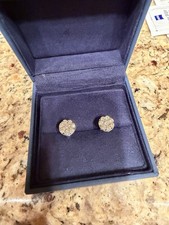14 Karat White Gold Diamond Halo Earrings 1.5 Carat