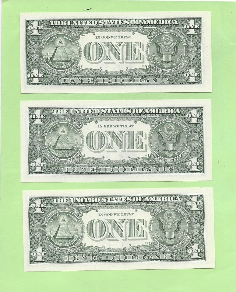 '5935 5395 & 5935 5935' .. MATCHING (3) .... UNCIRC $1  1-RADAR & 2-REPEATERS - Image 2 of 2
