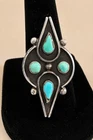 Vintage 925 Sterling Silver Turquoise Inlay Ring Size 7 Southwestern Style Zuni