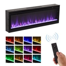 50inch Insert/ Wall Mounted LED Fireplace Electric Inset Fire Built-in 12 Flames