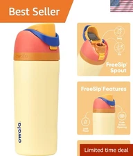 FreeSip 16 oz Insulated Stainless Steel Kids Water Bottle - Fun Designs