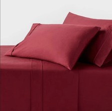 Queen 400TC Performance Threshold Wine Red Flat Sheet  2-Pillowcases NO FITTED