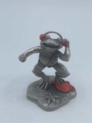 1984 Hudson Fine Pewter Frog Dancing with Headphones Music Player Figurine 3427