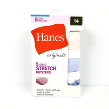 Hanes Originals Girls Size 14 Multi Stretch Soft Hipsters Underwear 5 Pk