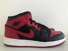 Nike Air Jordan 1 Mid GS Banned Black Gym Red/White 554725-074 Sz 6.5y / W 8
