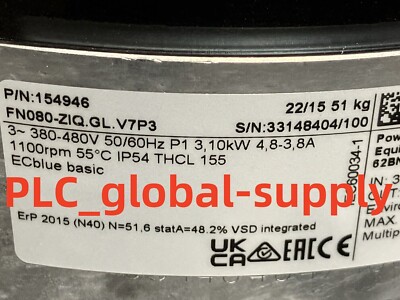 FN080-ZIQ.GL.V7P3 New ZIEHL-ABEGG FN080-ZIQ.GL.V7P3 Axial fan 1PCS