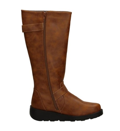 Botas para damas Spot On Hebilla Calce Ancho Detallado Media pantorrilla: F5R1200 - Imagen 14 de 18