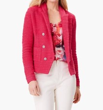 Nic + Zoe Textured Femme Knit Jacket In Bright Rose - Size L