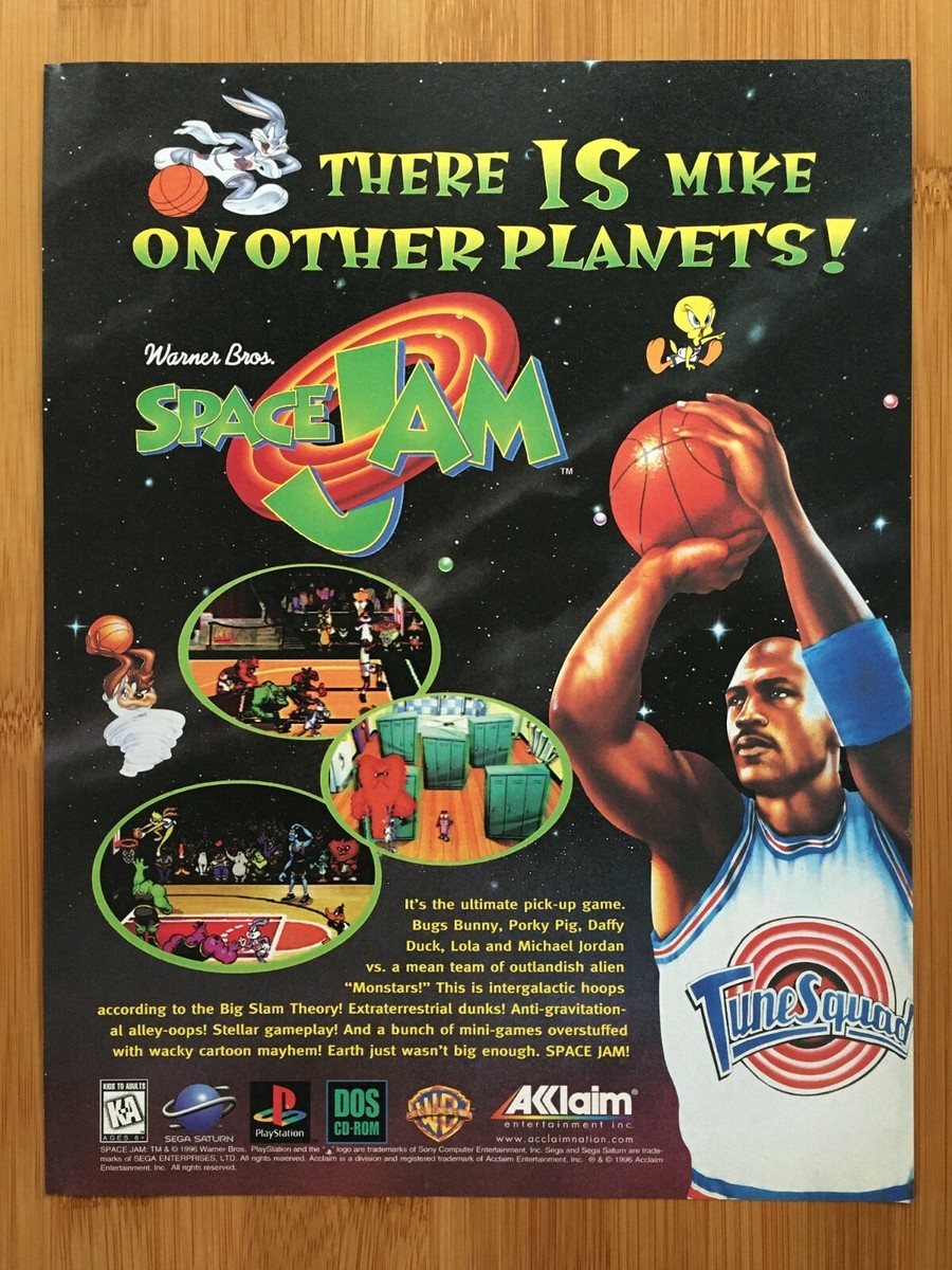 Space Jam PS1 PC 1996 Print Ad/Poster MICHAEL JORDAN Basketball