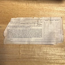 Vintage 1930s B.C. Peterson & Son Vanceboro North Carolina NC Loan Receipt Paper