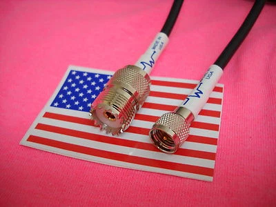 12" MINI UHF MALE PLUG TO SO-239/PL-259 FEMALE JACK JUMPER PIGTAIL MADE IN USA - Image 1 of 2