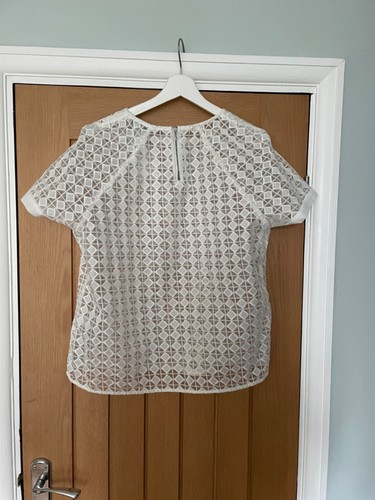 NEXT Ladies Top white Lace sheer short sleeve size womens 16 NEW WITH TAGS - Picture 2 of 6