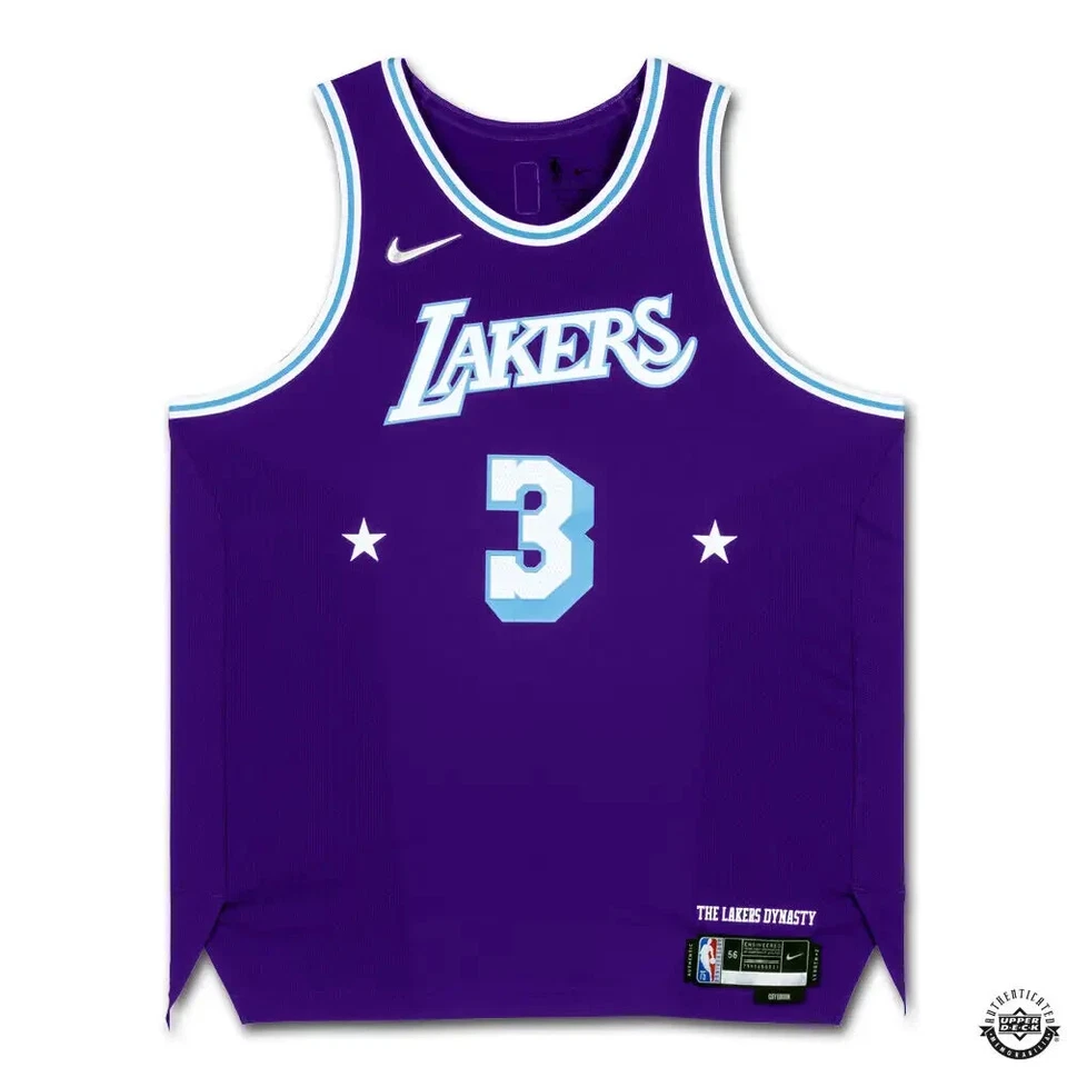 Подлинная футболка с автографом Энтони Дэвиса из микстейпа Los Angeles Lakers Ed сертификат подлинности Nike UDA - Изображение 2 из 3