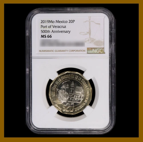 Mexico 20 Pesos Bimetallic, 2019 Port of Veracruz 500th Anniversary NGC MS 66
